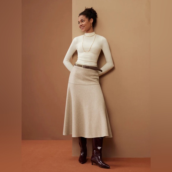 OGL FuzzLuxe Flared Maxi Skirt - Heather Beige - Picture 3 of 8